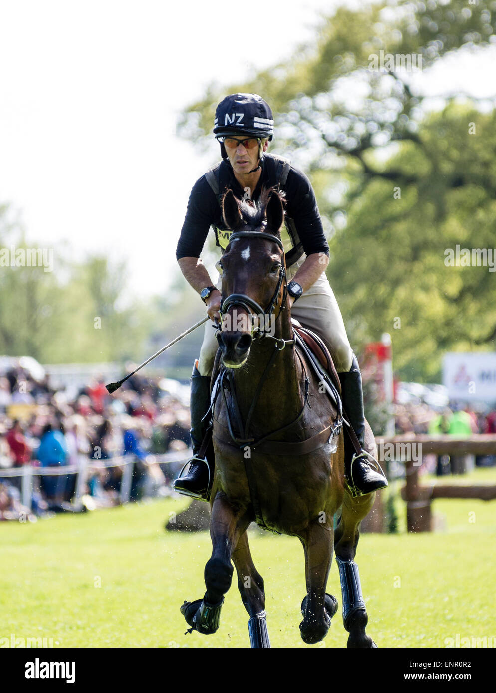 Badminton, UK.  9th May 2015.  New Zealand rider Andrew Nicholson on Calico Joe competing in the Cross-country stage of the Badminton Horse Trials 2015.  Nicholson leads after the second stage of the competition. Credit:  Steven H Jones/Alamy Live News Stock Photo