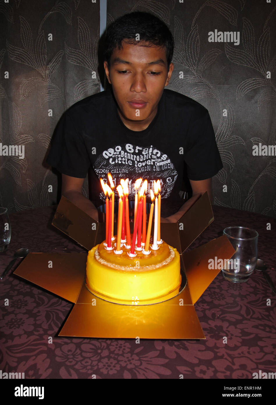 Boy Celebrating His Birthday Theo Teenager Sixteen Old Stock Photo Alamy