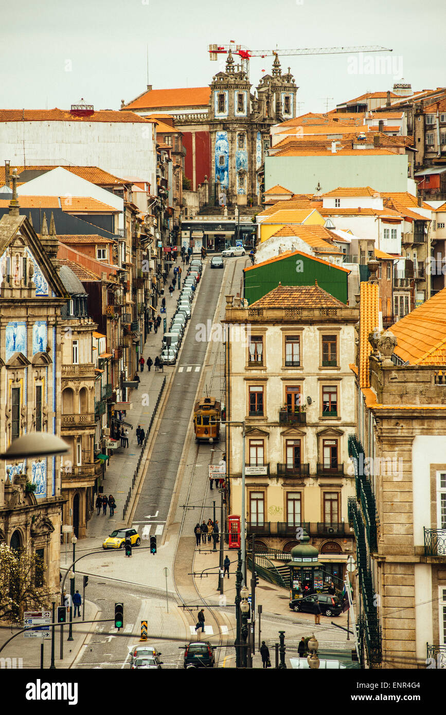 Central street in Porto, Portugal Stock Photo