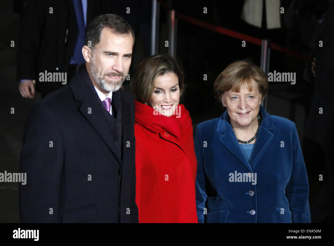 Koenig Felipe VI, Koenigin Letizia von Spanien, BKin Angela Merkel - Treffen der dt. Bundeskanzlerin mit dem spanischen Koenigspaar, Bundeskanzleramt, 1. Dezember 2014, Berlin. Stock Photo