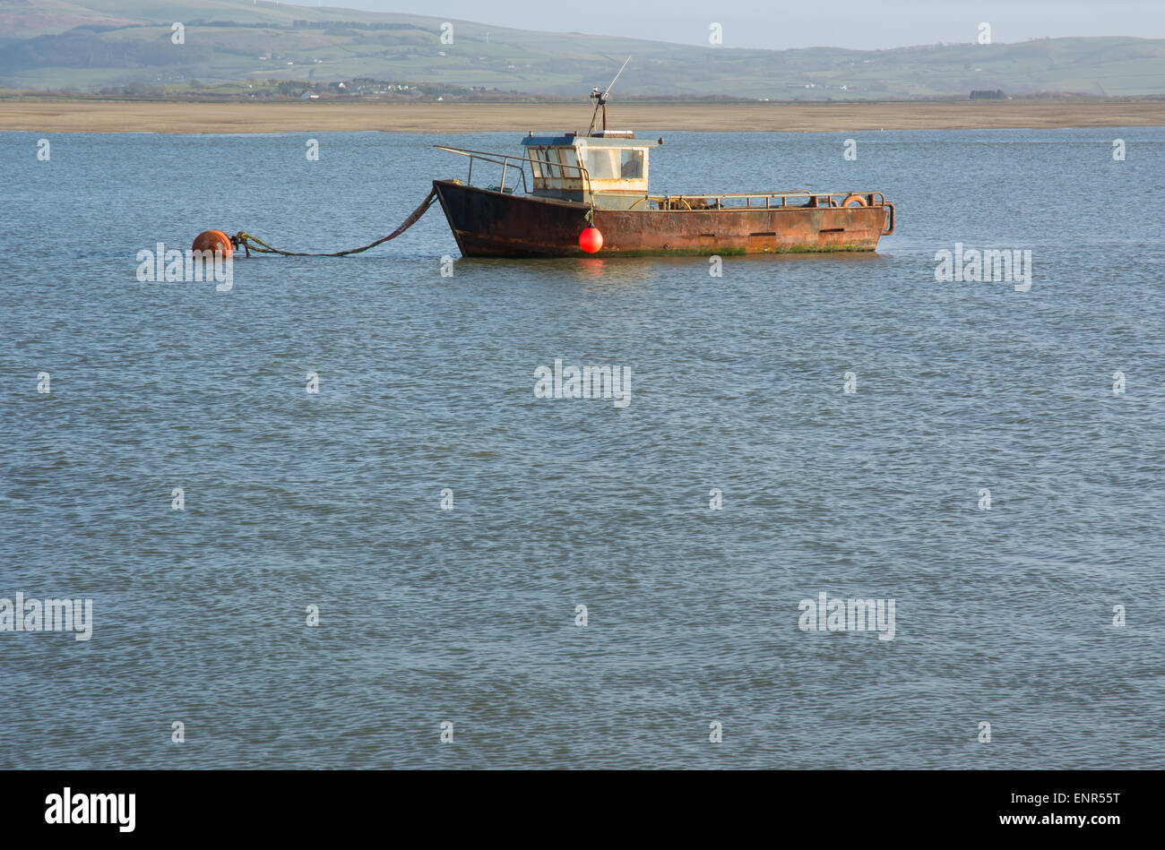 Fishing boat moored off Aberdovey Stock Photo - Alamy
