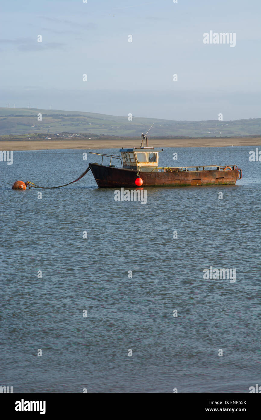 Fishing boat moored off Aberdovey Stock Photo - Alamy