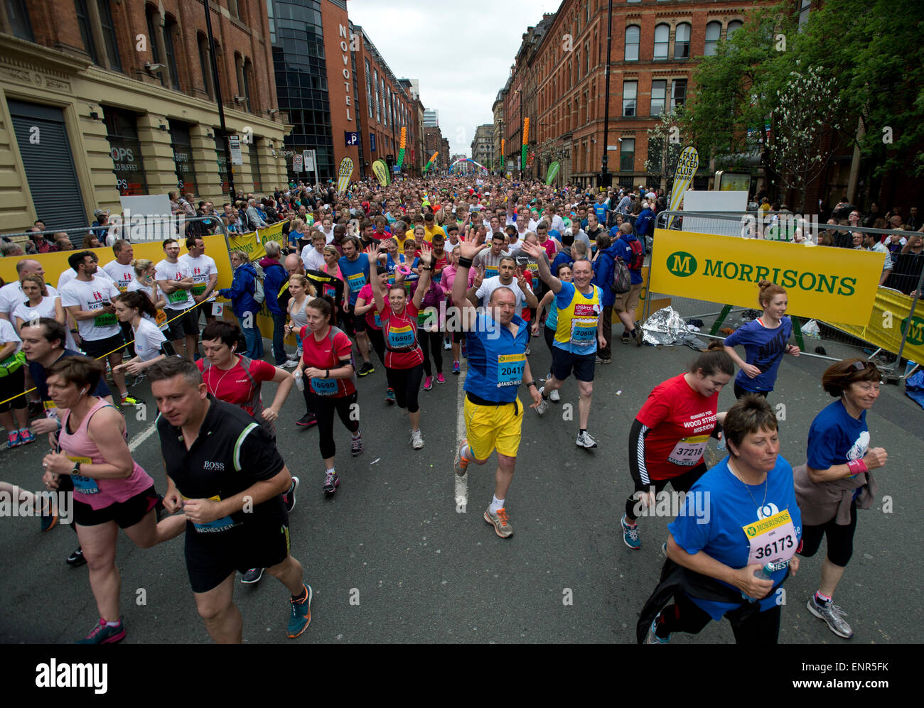 Manchester, UK. 10th May 2015. Runners start the Morrisons Great Manchester Run on Portland Street in Manchester Credit:  Russell Hart/Alamy Live News. Stock Photo