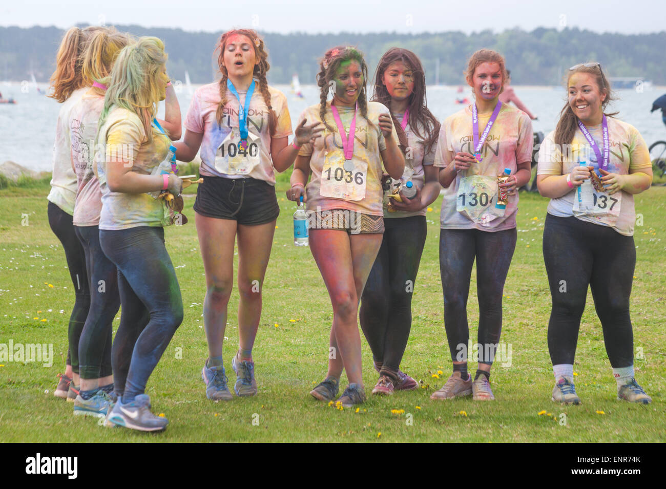 Poole, Dorset, UK. 10th May, 2015. Dorset’s first Rainbow Run takes place at Baiter Park, Poole. More than 1500 runners take part in the 3k charity race organised by Naomi House and Jacksplace children’s hospices near Winchester to raise funds for their Caterpillar Appeal. Credit:  Carolyn Jenkins/Alamy Live News Stock Photo