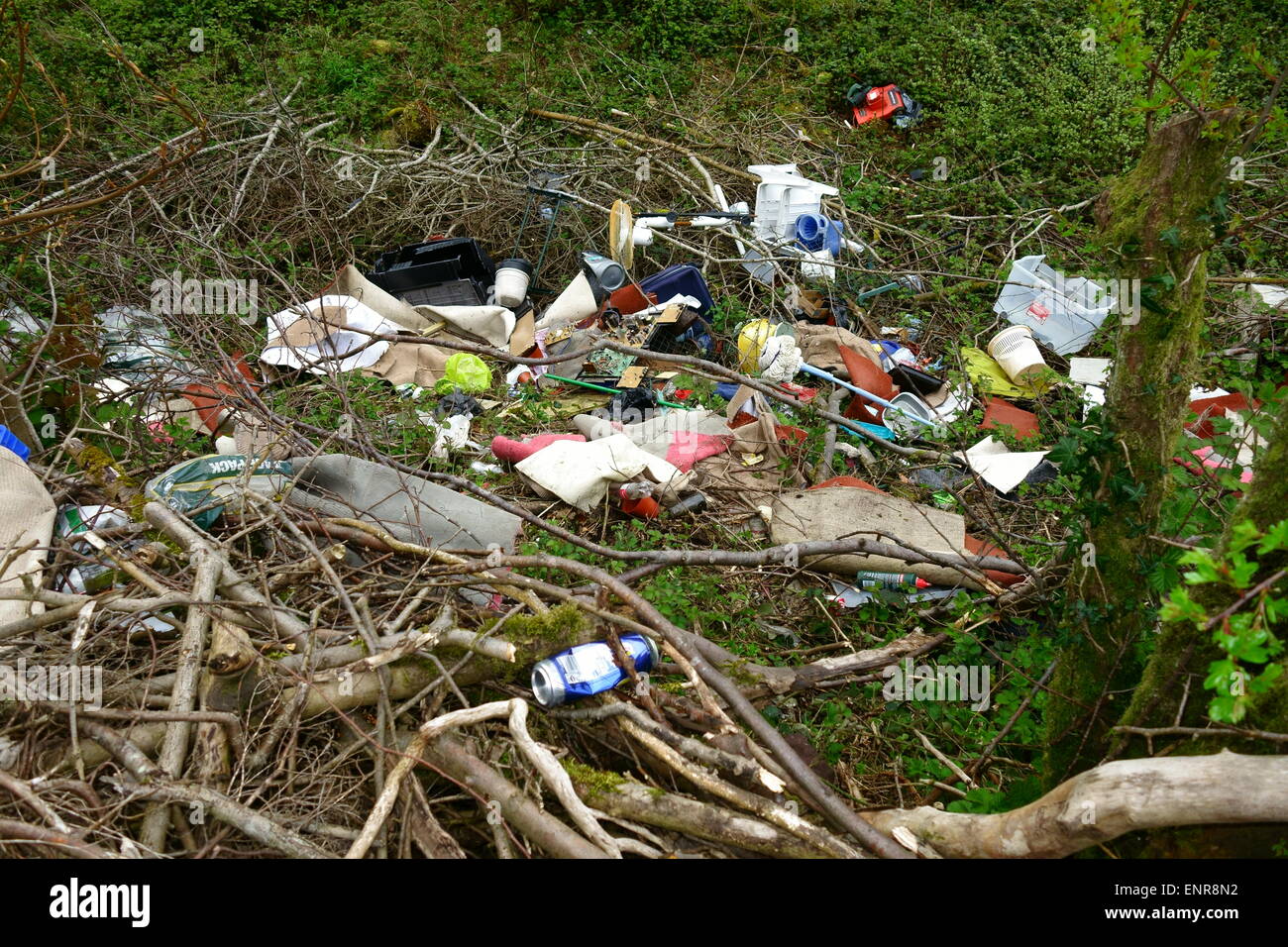 rubbish dumped in the countryside in egremont west cumbria england Stock Photo