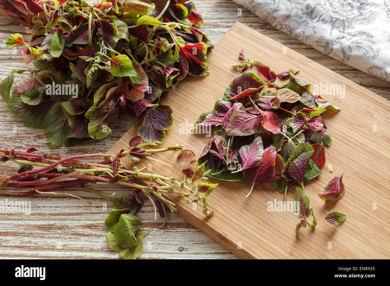 spinach amaranth  red fresh vegetable organic cooking salad Stock Photo