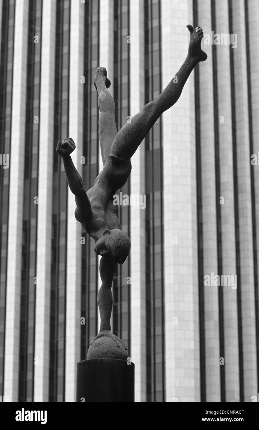 Downtown Los Angeles gymnast sculpture Stock Photo