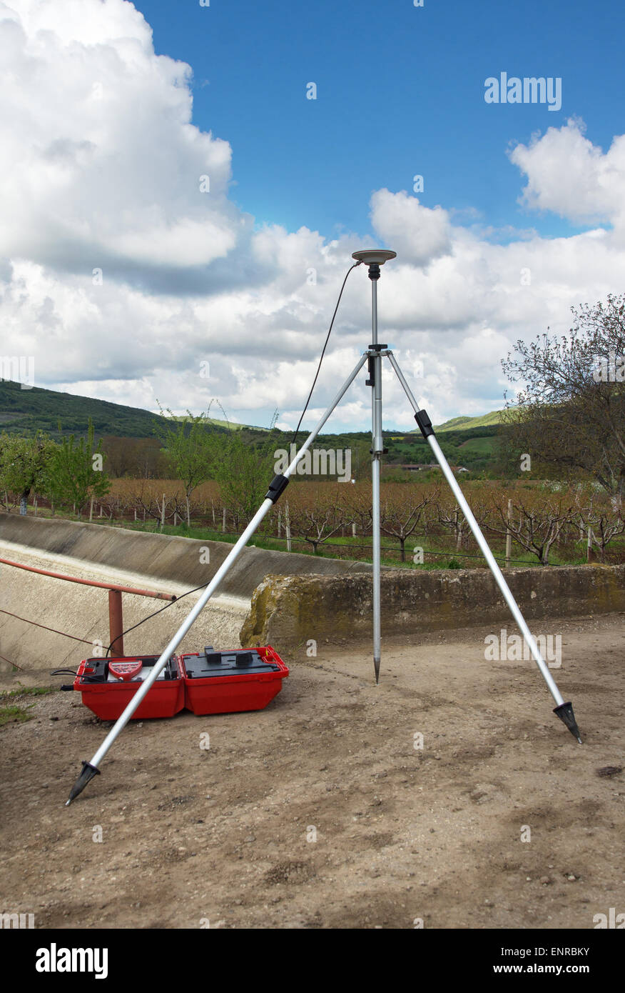 Static geodetic measurement with GPS Stock Photo