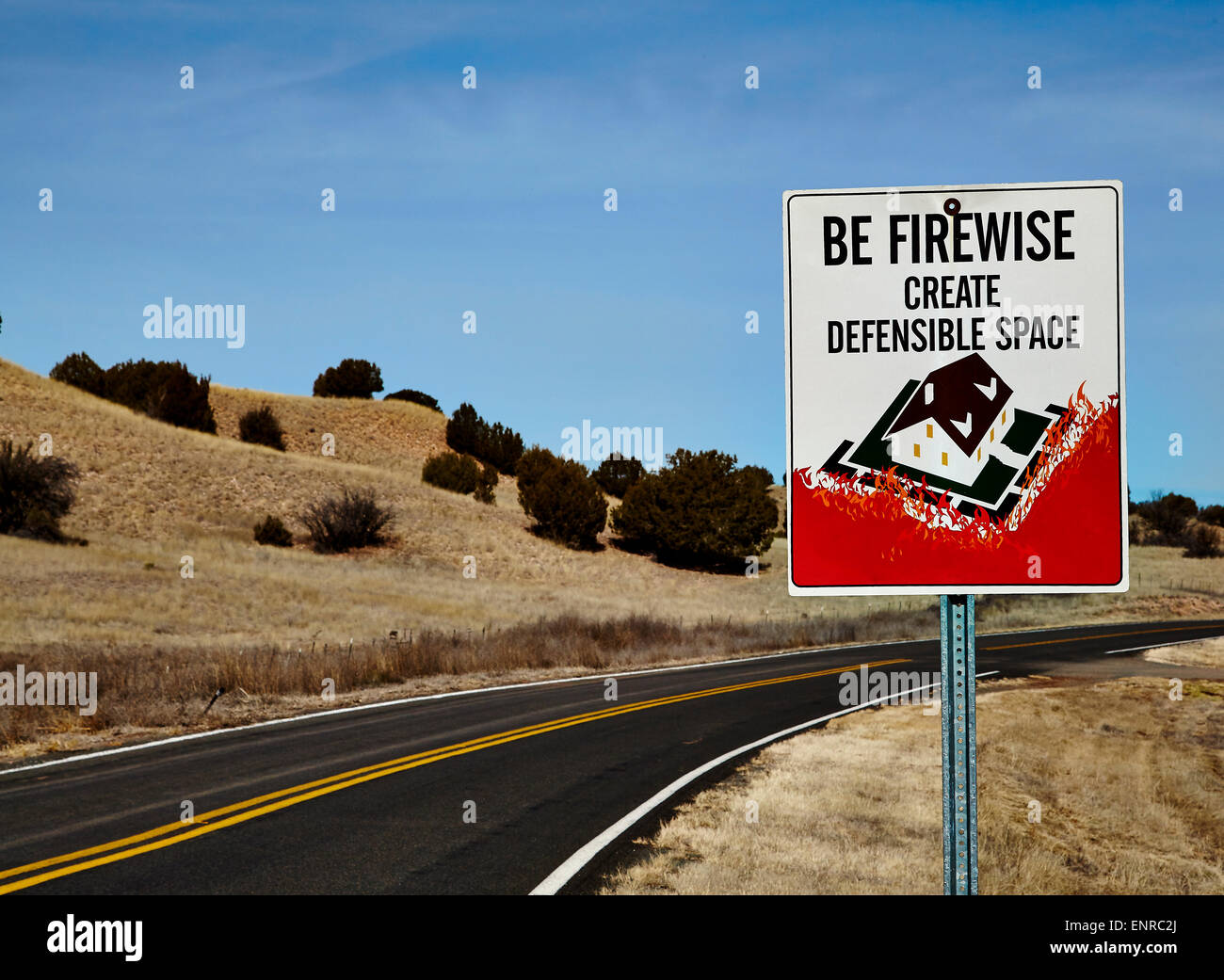 Be Firewise Road Sign Create Defensible Space Stock Photo Alamy