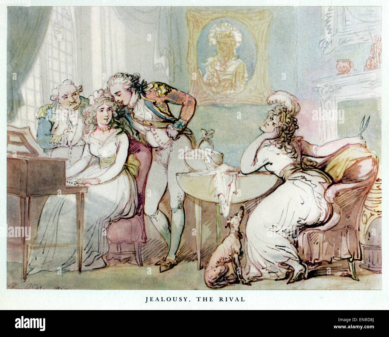 Rowlandson, Jealousy, The Rival, the handsome soldier is tempted by the charms of another lady Stock Photo