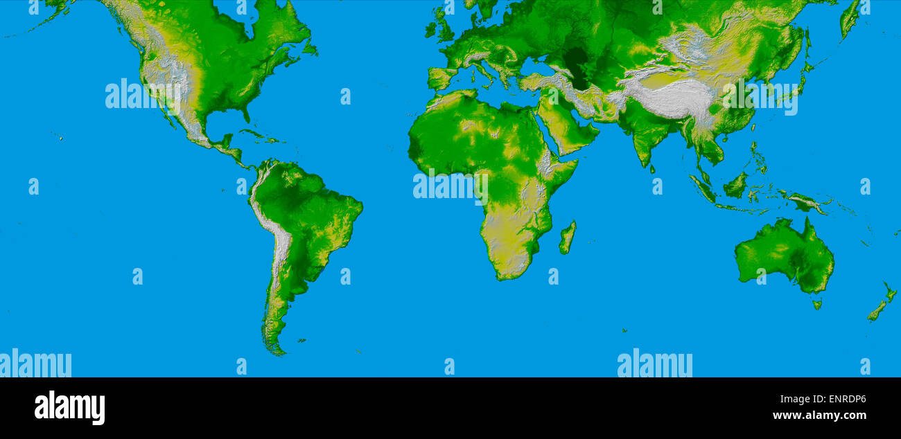 NASA image of world map on computer monitor Stock Photo