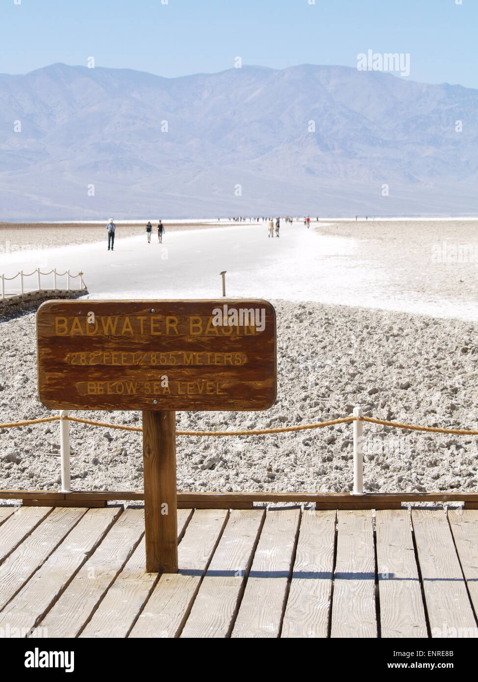 Badwater Basin in Death Valley National Park noted as the lowest point ...