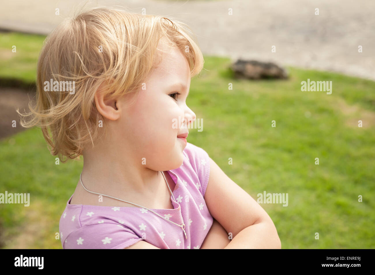 Profile beautiful little girl smiling hi-res stock photography and images -  Alamy