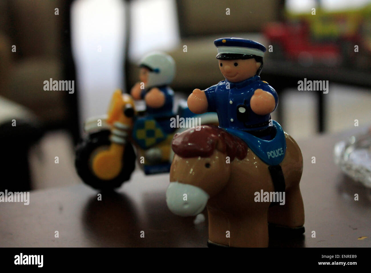 horse riding police toys Stock Photo