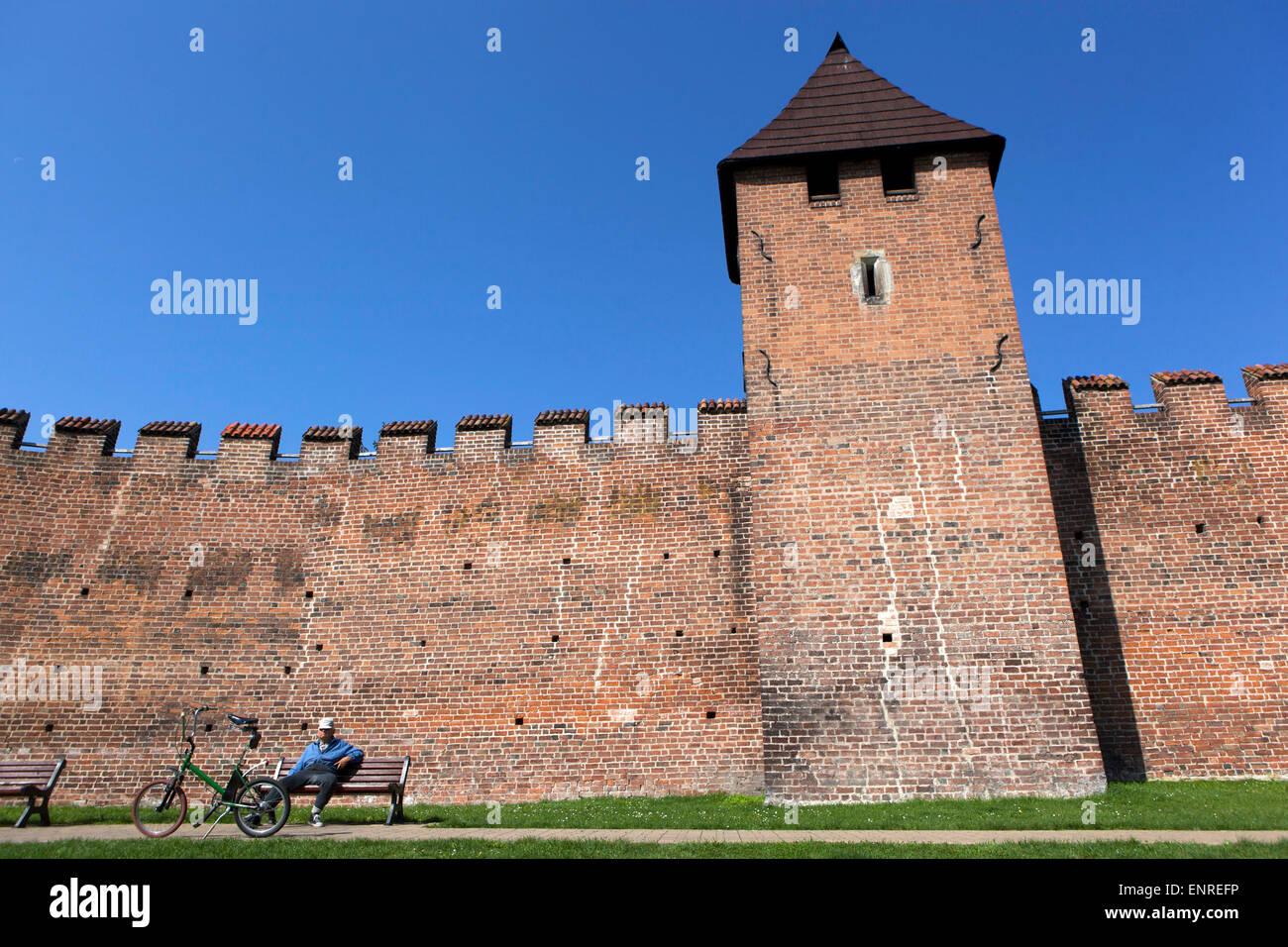 The medieval city walls, Nymburk, Central Bohemia, Czech Republic Stock Photo
