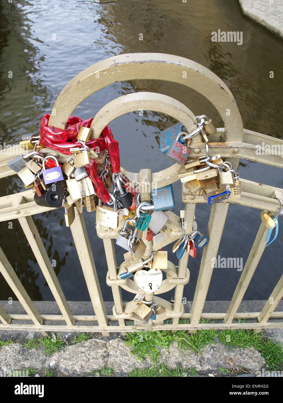 Love locks on a bridge Stock Photo Alamy