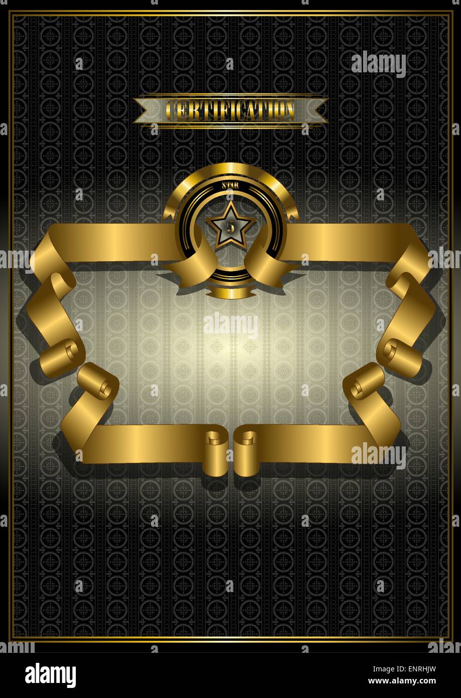 Gold frame for awards on patterned dark background Stock Vector Image ...