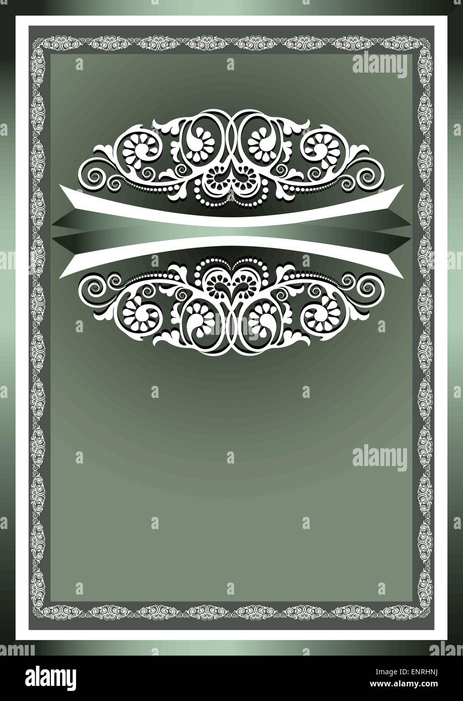 White frame ornaments on a dark green background Stock Vector Image ...