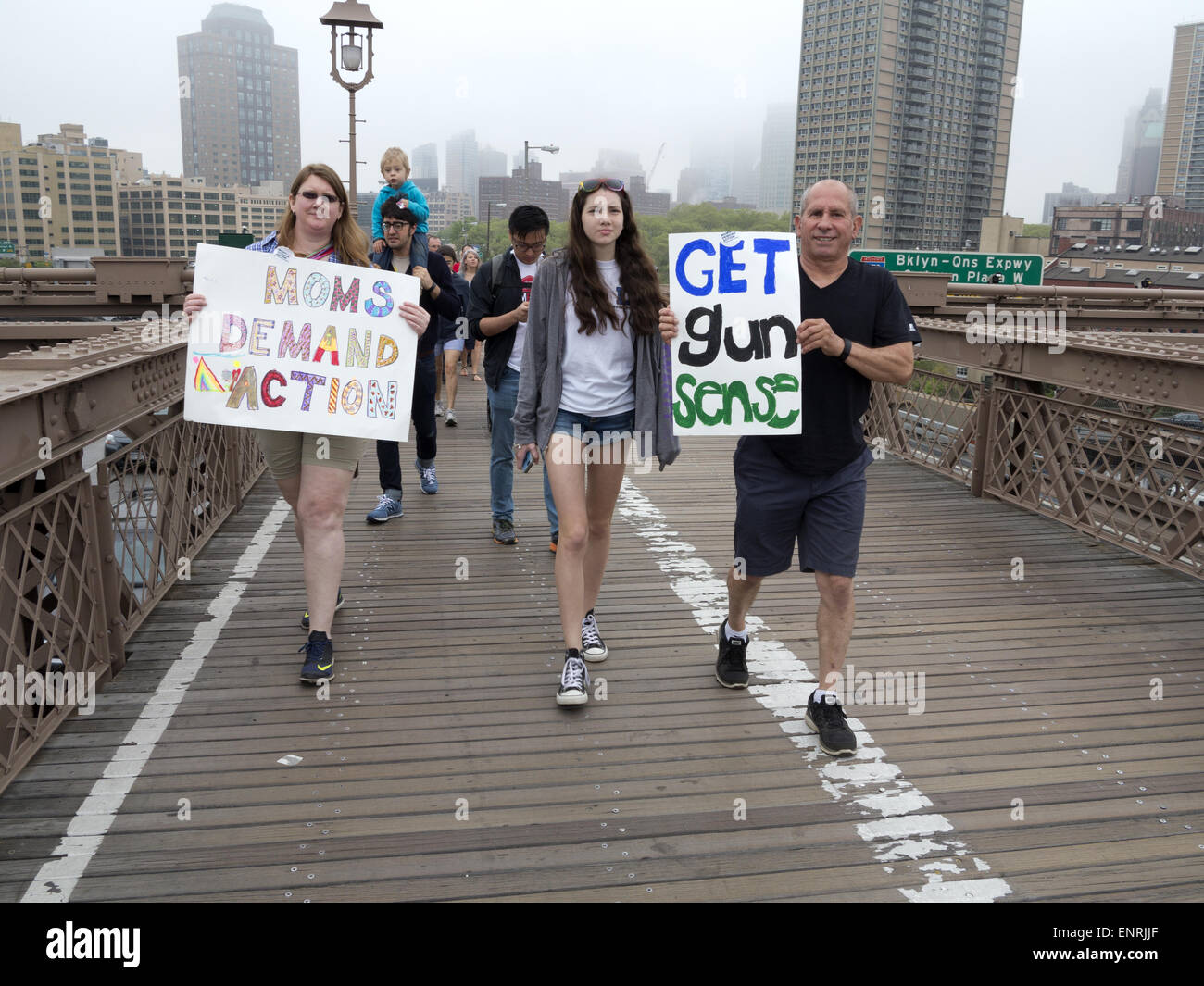 The Third Annual Brooklyn Bridge March and Rally to End Gun Violence Now organized by Moms Demand Action, May 9, 2015. Stock Photo