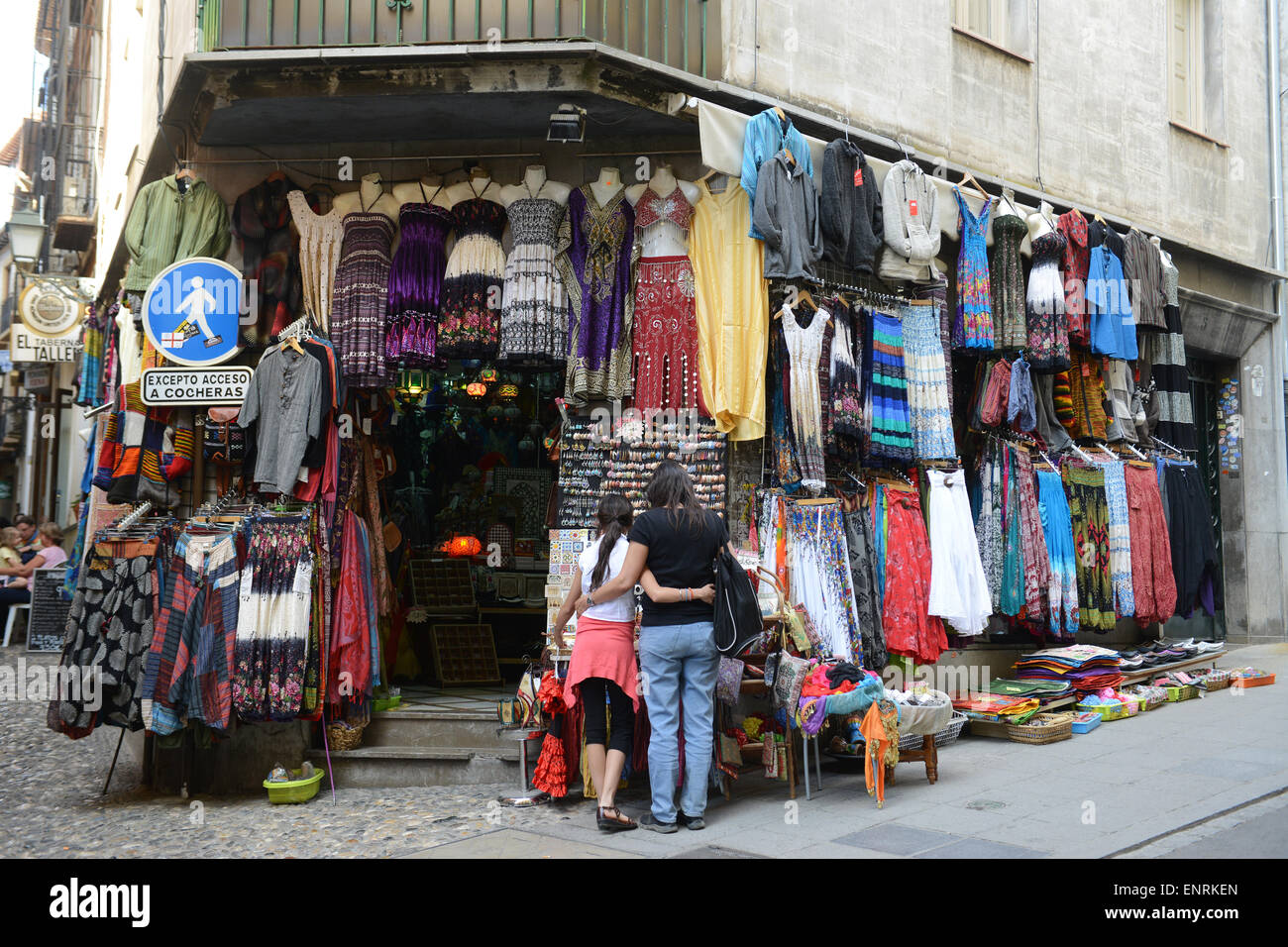 Clothes shop traditional Granada Andalusia Spain spanish Stock Photo