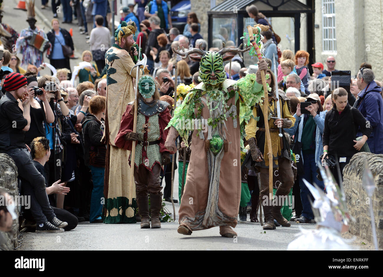 The Green Man festival at Clun in Shropshire May Day 2015 pagan festival britain uk. Picture by Dave Bagnall Photography Stock Photo