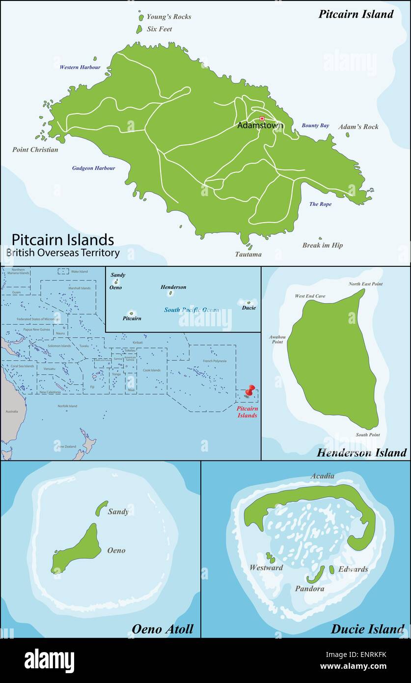 Pitcairn Islands map Stock Vector