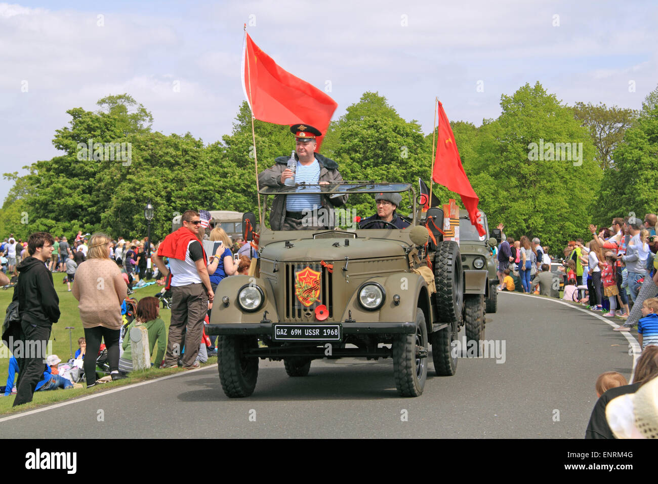Russian GAZ-69 light truck (1968), Chestnut Sunday, 10th May 2015. Bushy Park, Hampton Court, London Borough of Richmond, England, Great Britain, United Kingdom, UK, Europe. Vintage and classic vehicle parade and displays with fairground attractions and military reenactments. Credit:  Ian Bottle / Alamy Live News Stock Photo