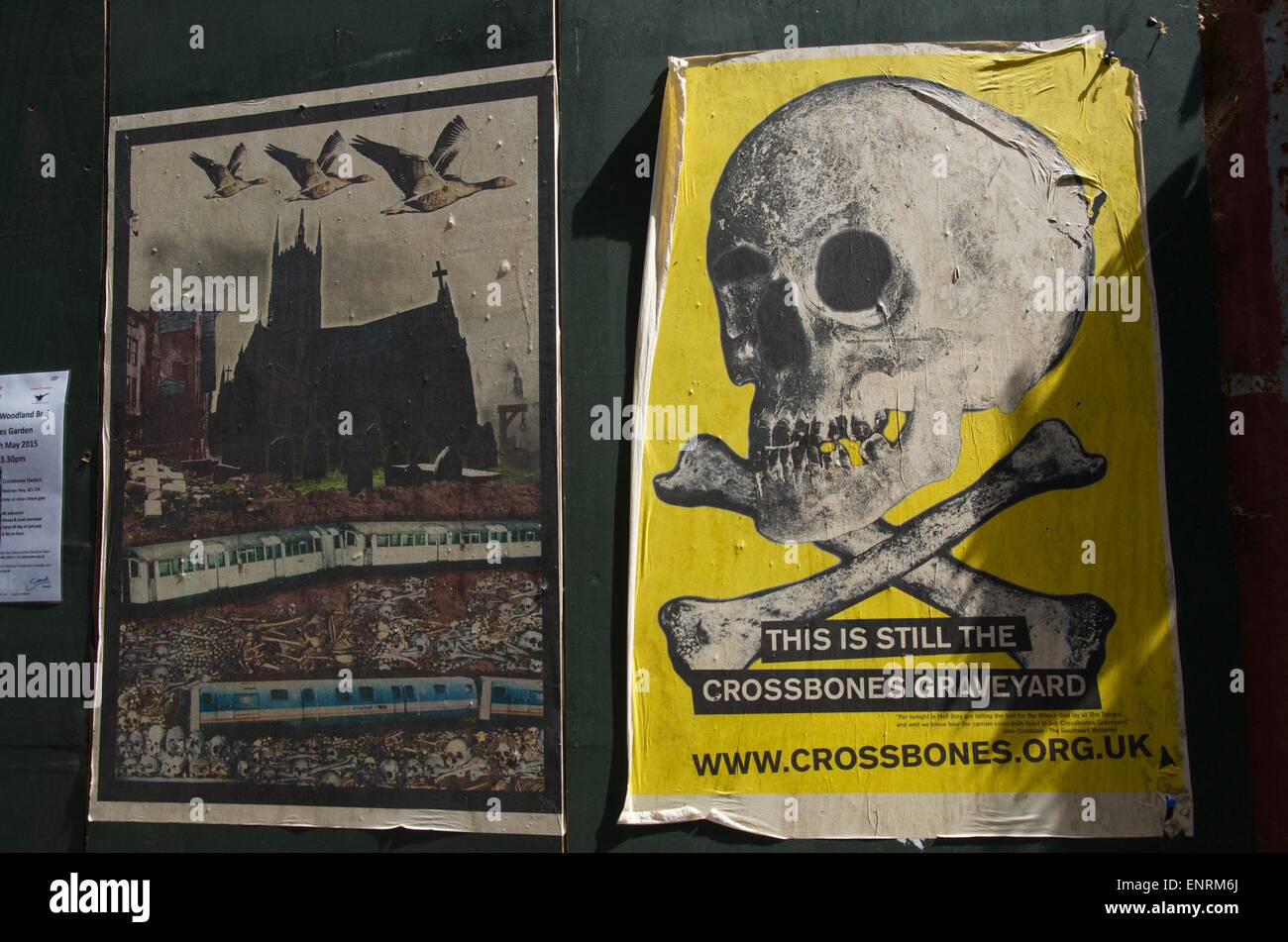 Posters Outside The Cross Bones Graveyard, Southwark, London, SE1 Stock Photo