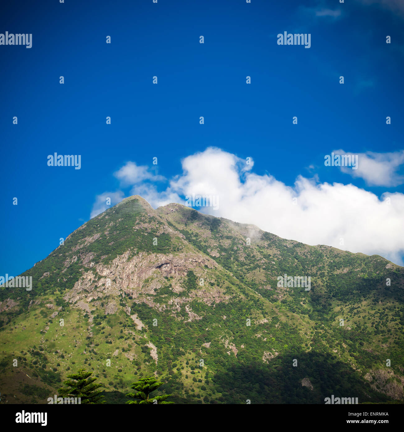 Mountains view with blue sky and beautiful clouds Stock Photo - Alamy