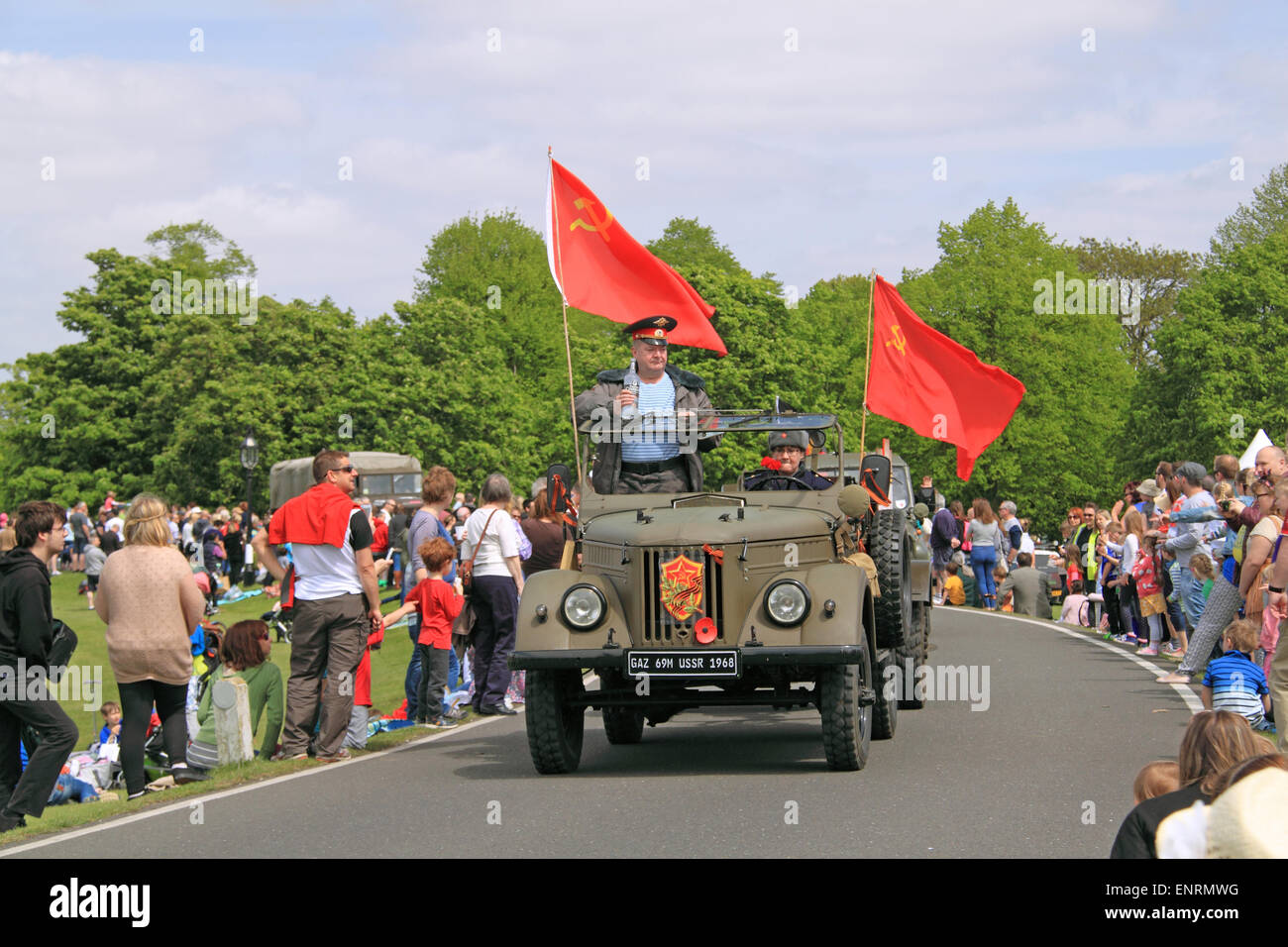 Russian GAZ-69 light truck (1968), Chestnut Sunday, 10th May 2015. Bushy Park, Hampton Court, London Borough of Richmond, England, Great Britain, United Kingdom, UK, Europe. Vintage and classic vehicle parade and displays with fairground attractions and military reenactments. Credit:  Ian Bottle / Alamy Live News Stock Photo