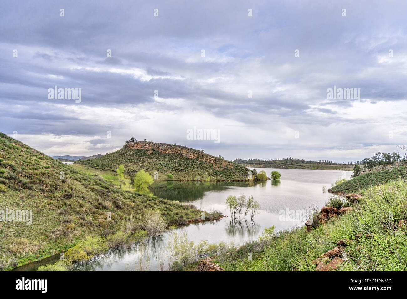 Mountain Lake At Springtime With High Water Level Horsetooth