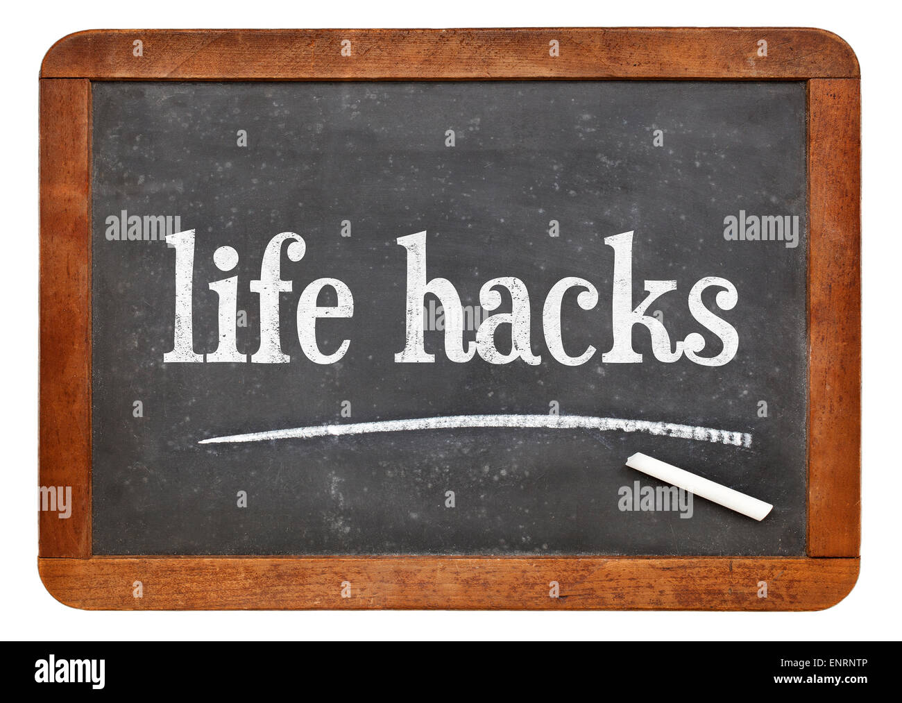 life hacks - text  on a vintage slate blackboard Stock Photo