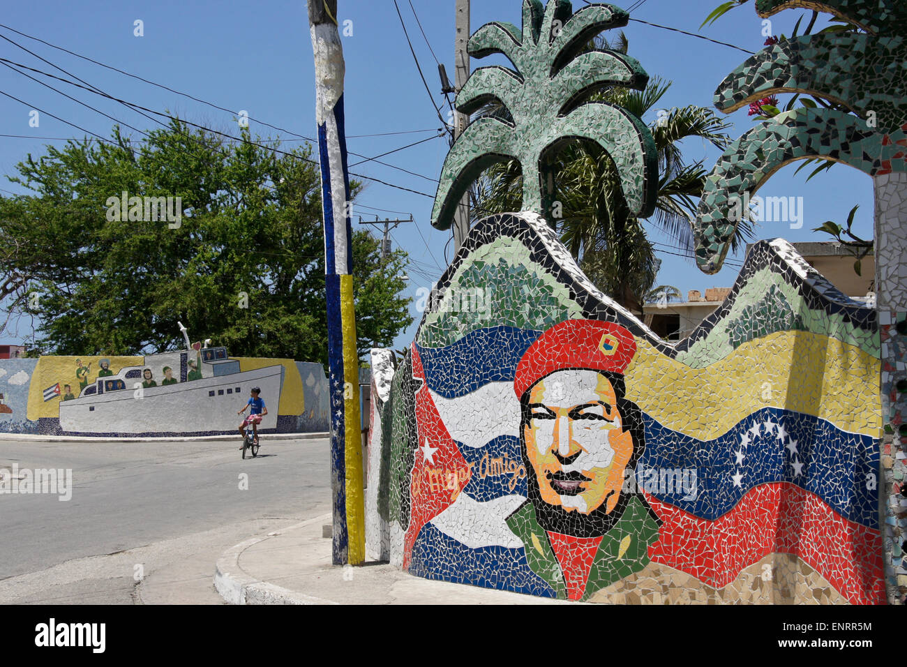 Ceramic mural and painting by Jose Fuster, Jaimanitas neighborhood, Havana, Cuba Stock Photo