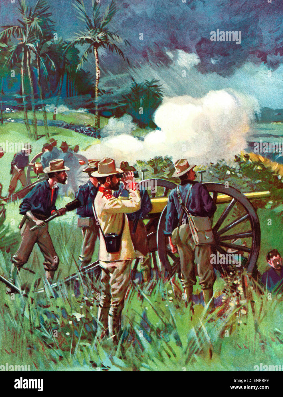 Field Artillery in action during the Spanish American War, 1898 Stock Photo