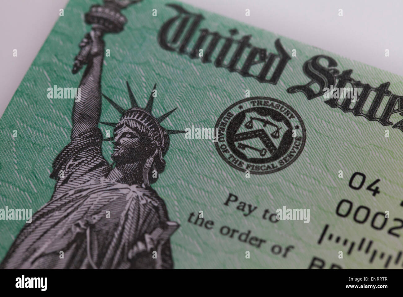Closeup of US Federal Tax refund check USA Stock Photo Alamy