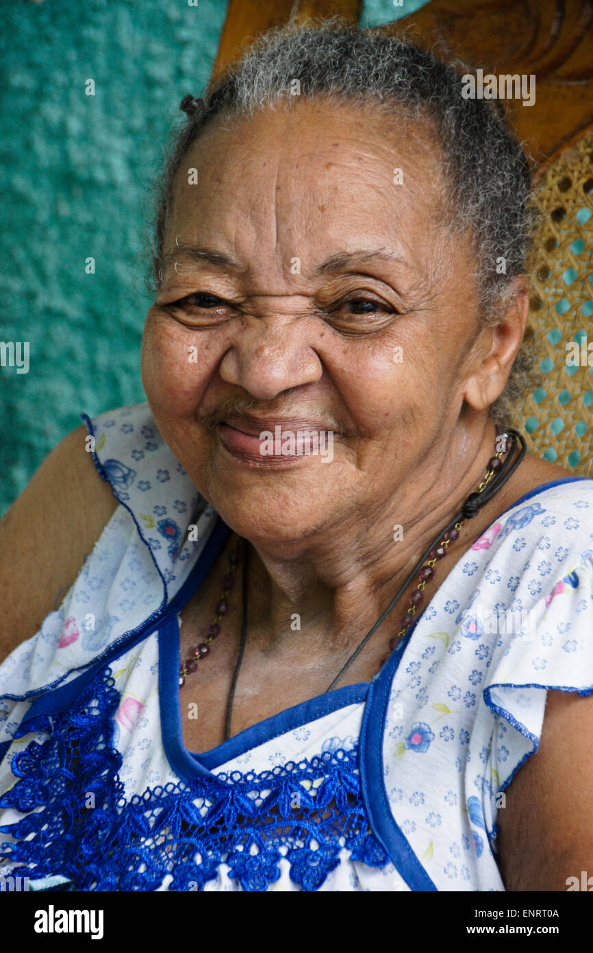 Cute little old lady in Pinar del Rio, Cuba Stock Photo