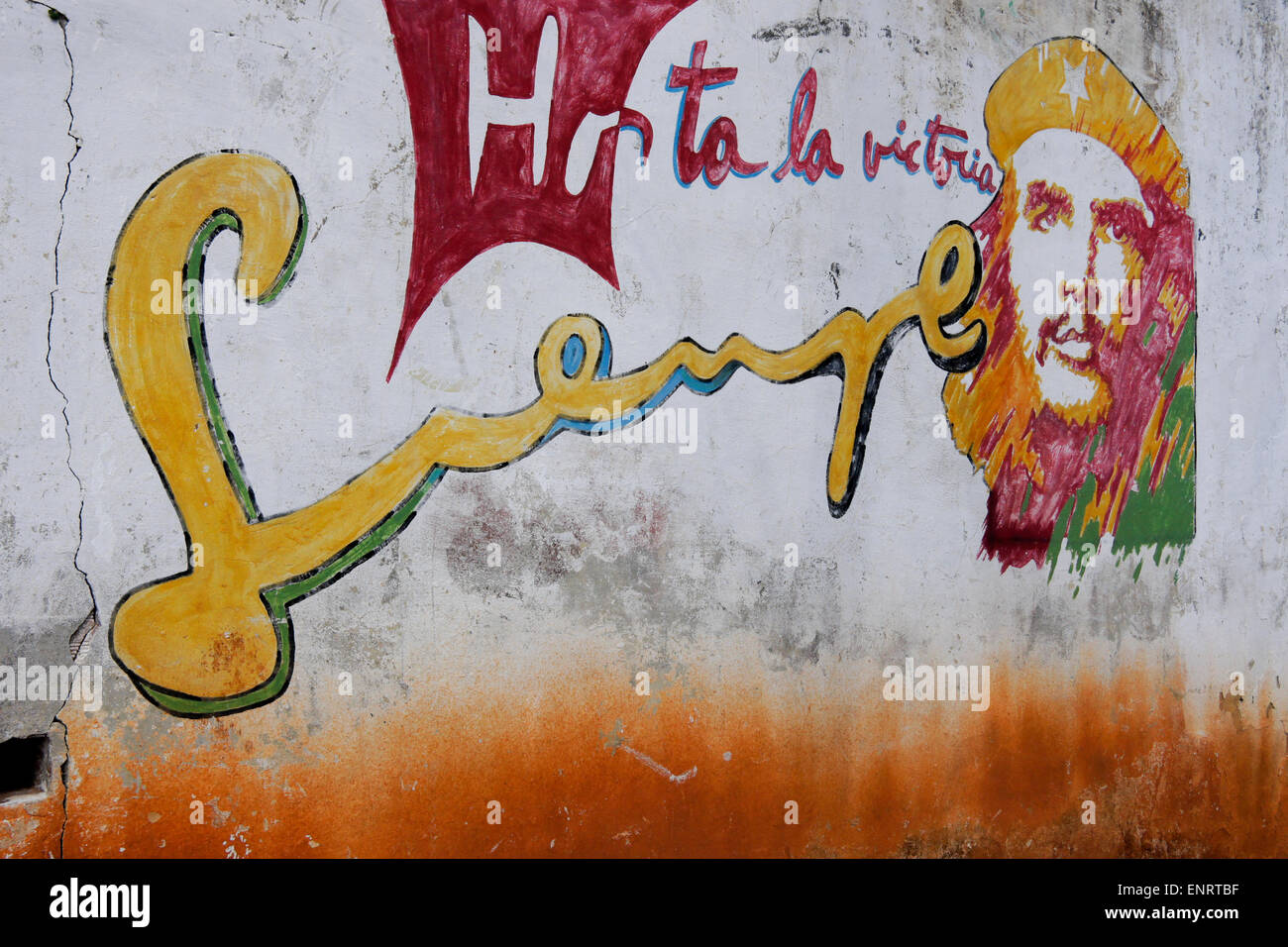 Che Guevara artwork on wall, Viñales, Pinar del Rio province, Cuba Stock Photo