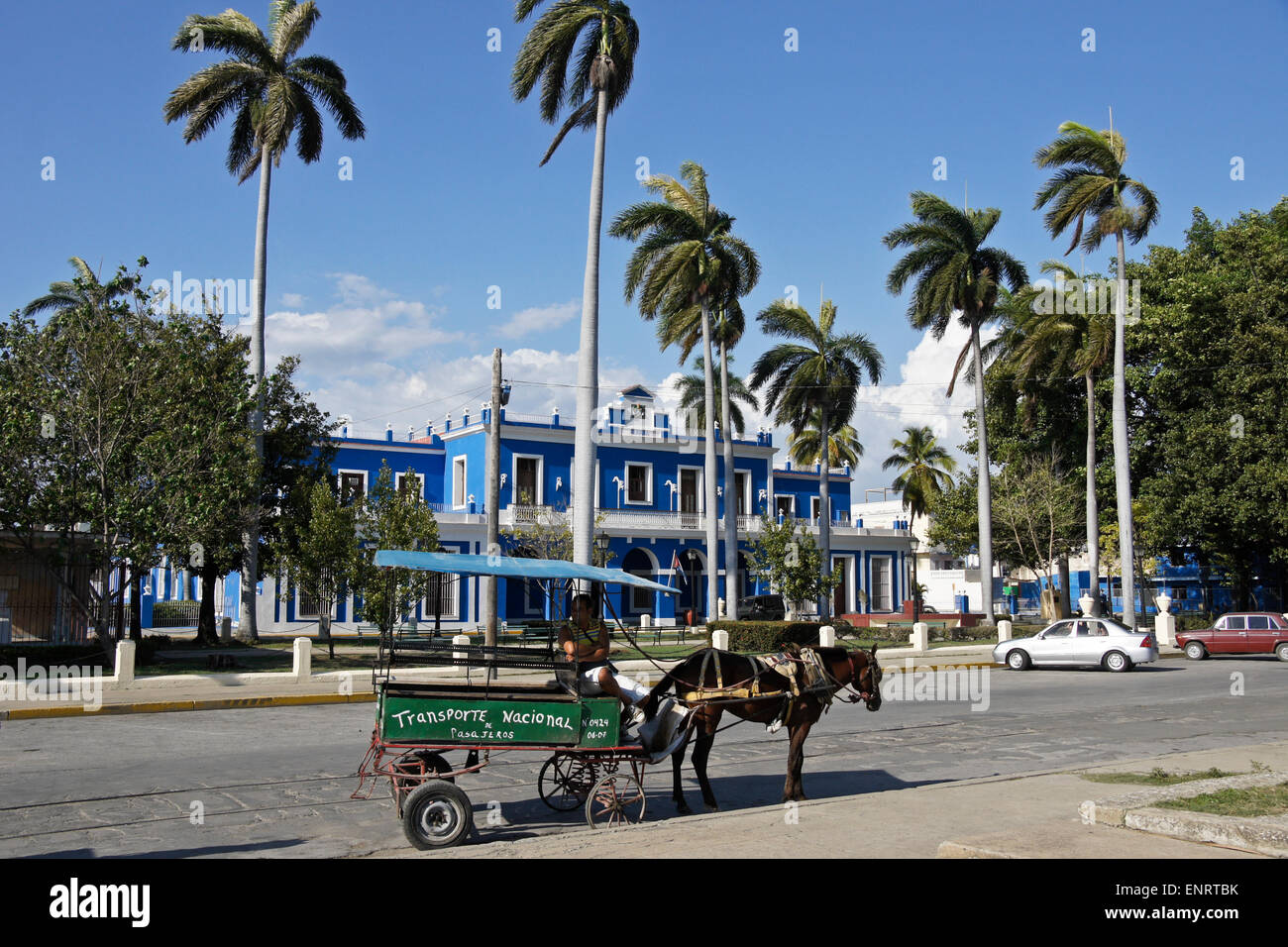 Aduana (Customs Building) and horse cart, Cienfuegos, Cuba Stock Photo