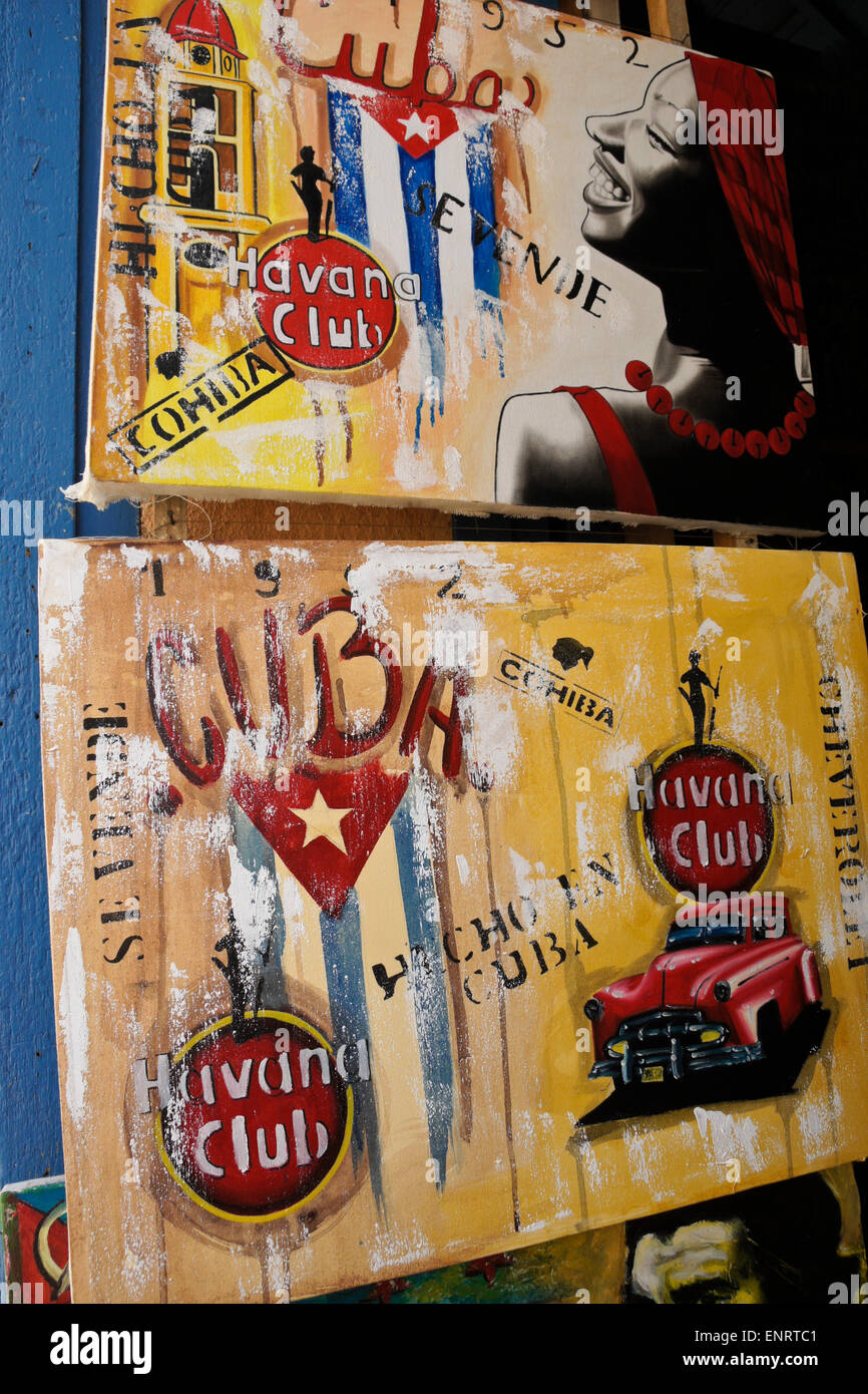 Paintings for sale in gallery, Trinidad, Cuba Stock Photo - Alamy
