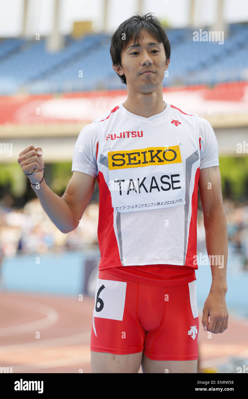 Kawasaki, Men's 100m at Todoroki Stadium, Kanagawa, Japan. 10th May, 2015. Kei Takase Athletics : IAAF World Challenge Seiko Golden Grand Prix in Kawasaki, Men's 100m at Todoroki Stadium, Kanagawa, Japan . Credit:  Yusuke Nakanishi/AFLO SPORT/Alamy Live News Stock Photo