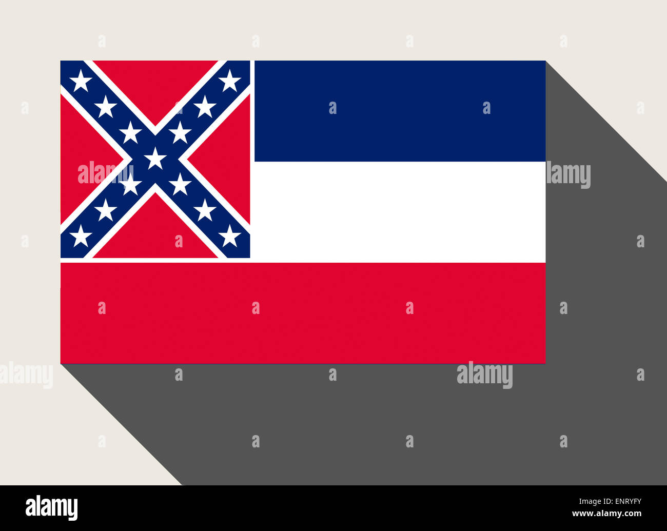 American State of Mississippi flag in flat web design style. Stock Photo
