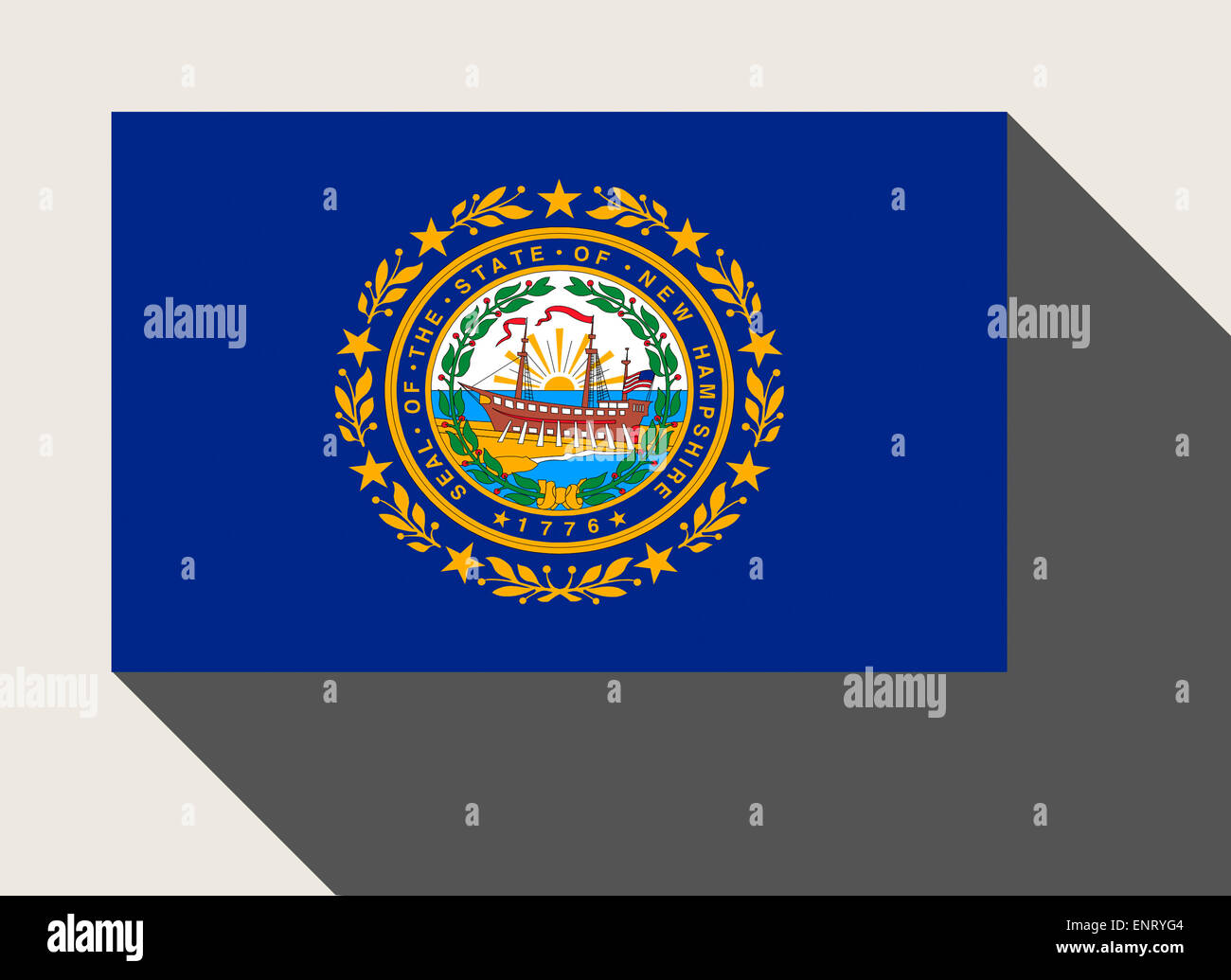 American State of New Hampshire flag in flat web design style. Stock Photo