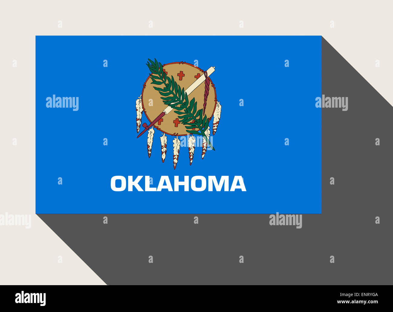American State of Oklahoma flag in flat web design style. Stock Photo