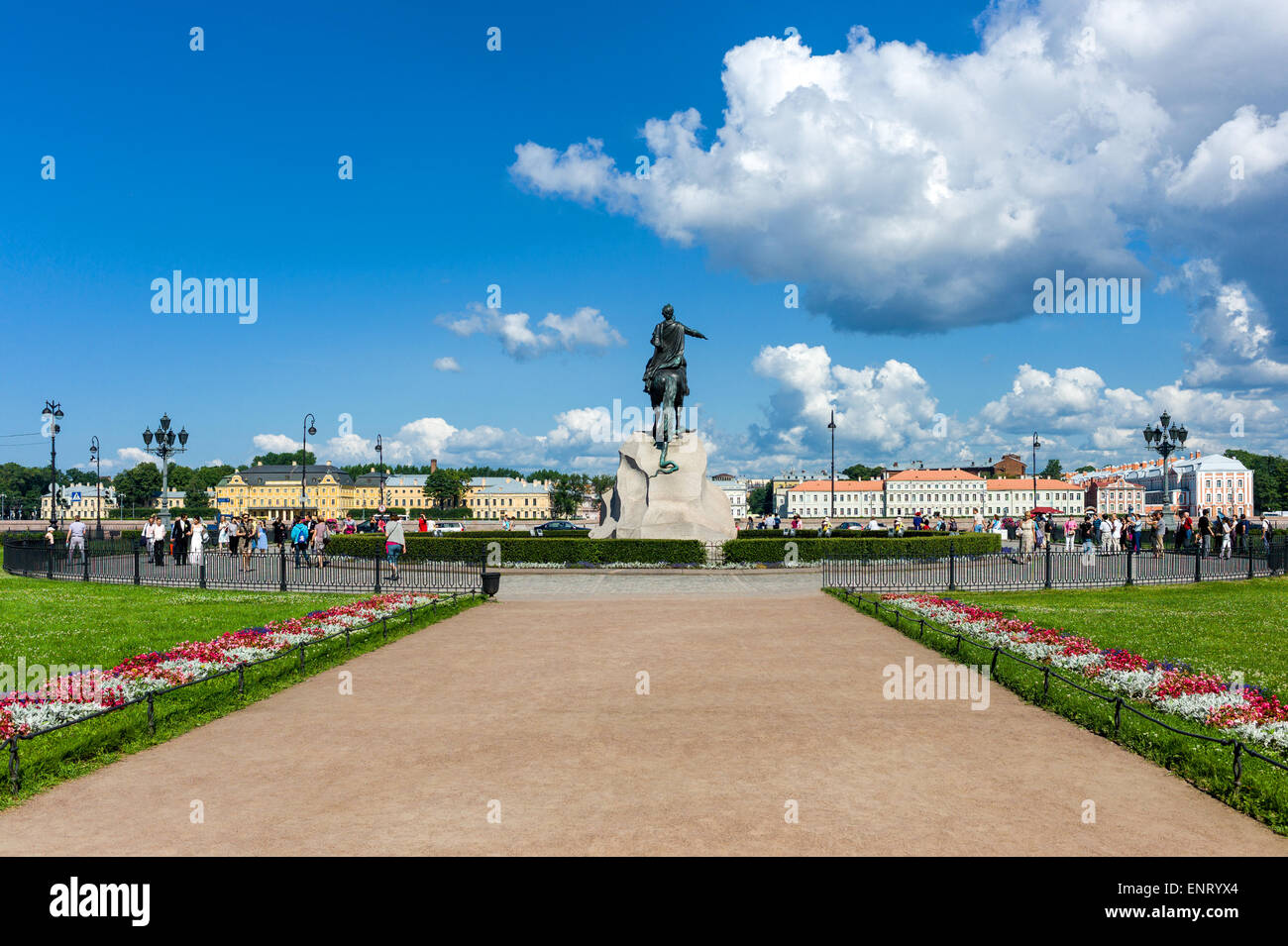 Russia, St.Petersburg, the Admiralty garden with the bronze horseman ...