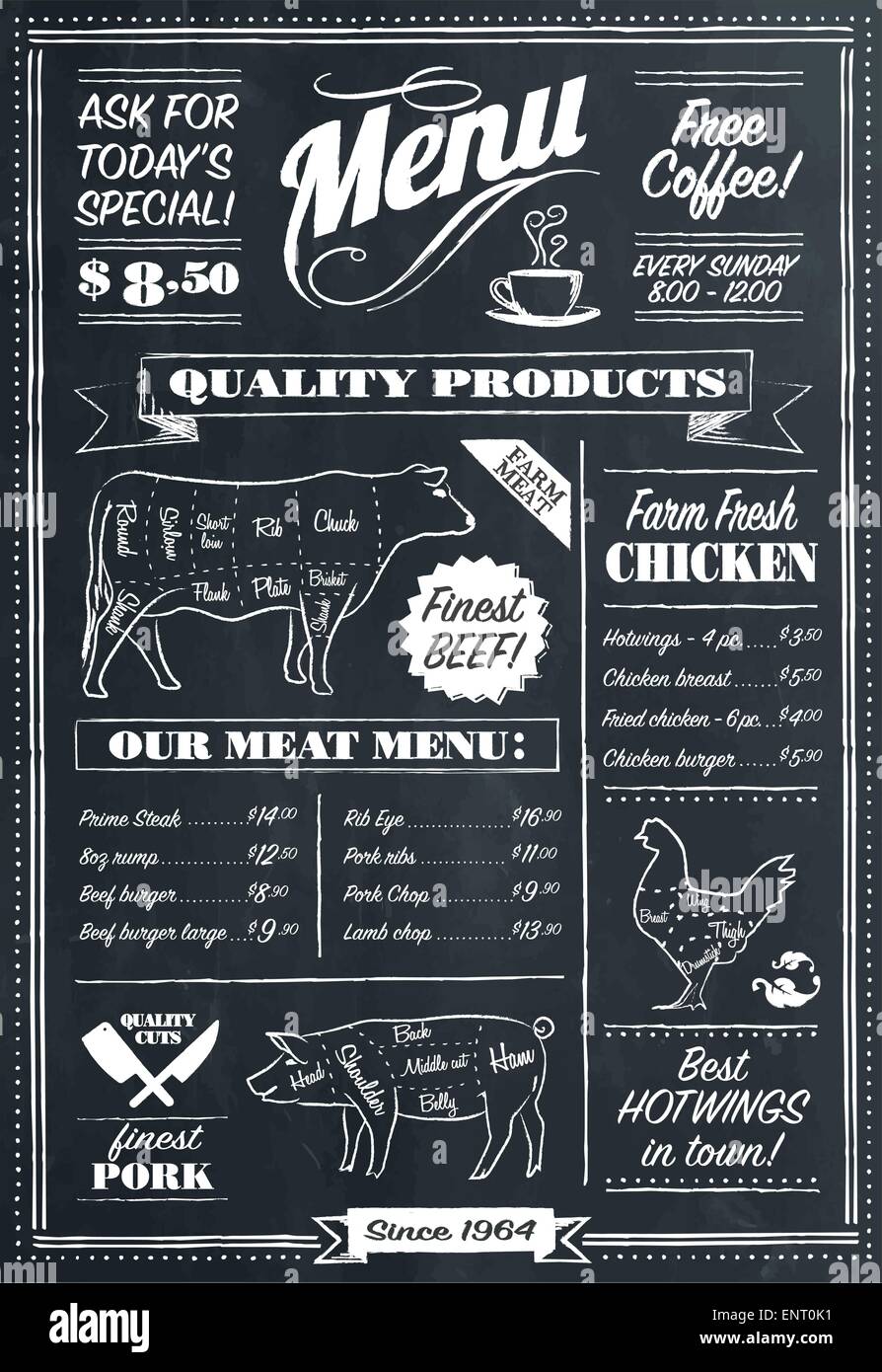 vector restaurant menu chalkboard retro style Stock Vector Image & Art -  Alamy
