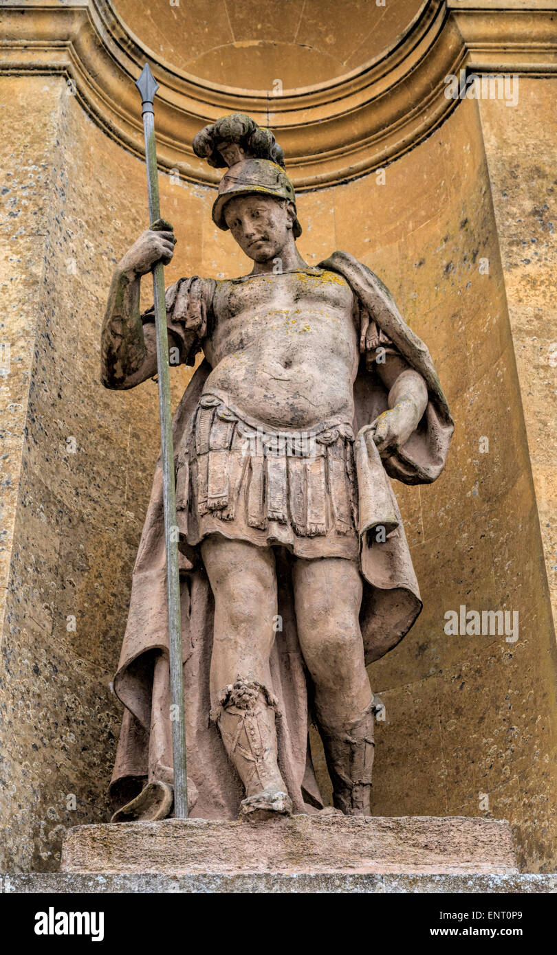 Sculpture of a Roman soldier in a niche at Blenheim Palace, Woodstock