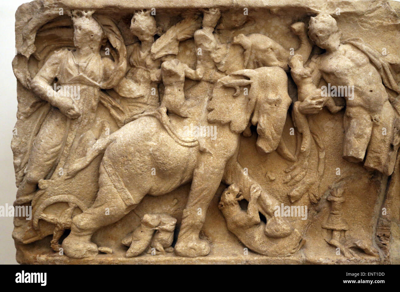 Dionysus courtship. Roman relief. Ludovisi Collection. National Roman Museum. Palazzo Altemps. Rome. Italy. Stock Photo