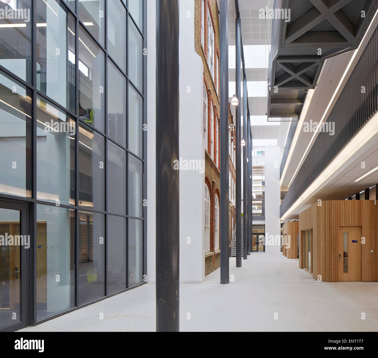 The Arcade, a triple height circulation space. Regent High School, London, United Kingdom. Architect: Walters and Cohen Ltd, 201 Stock Photo