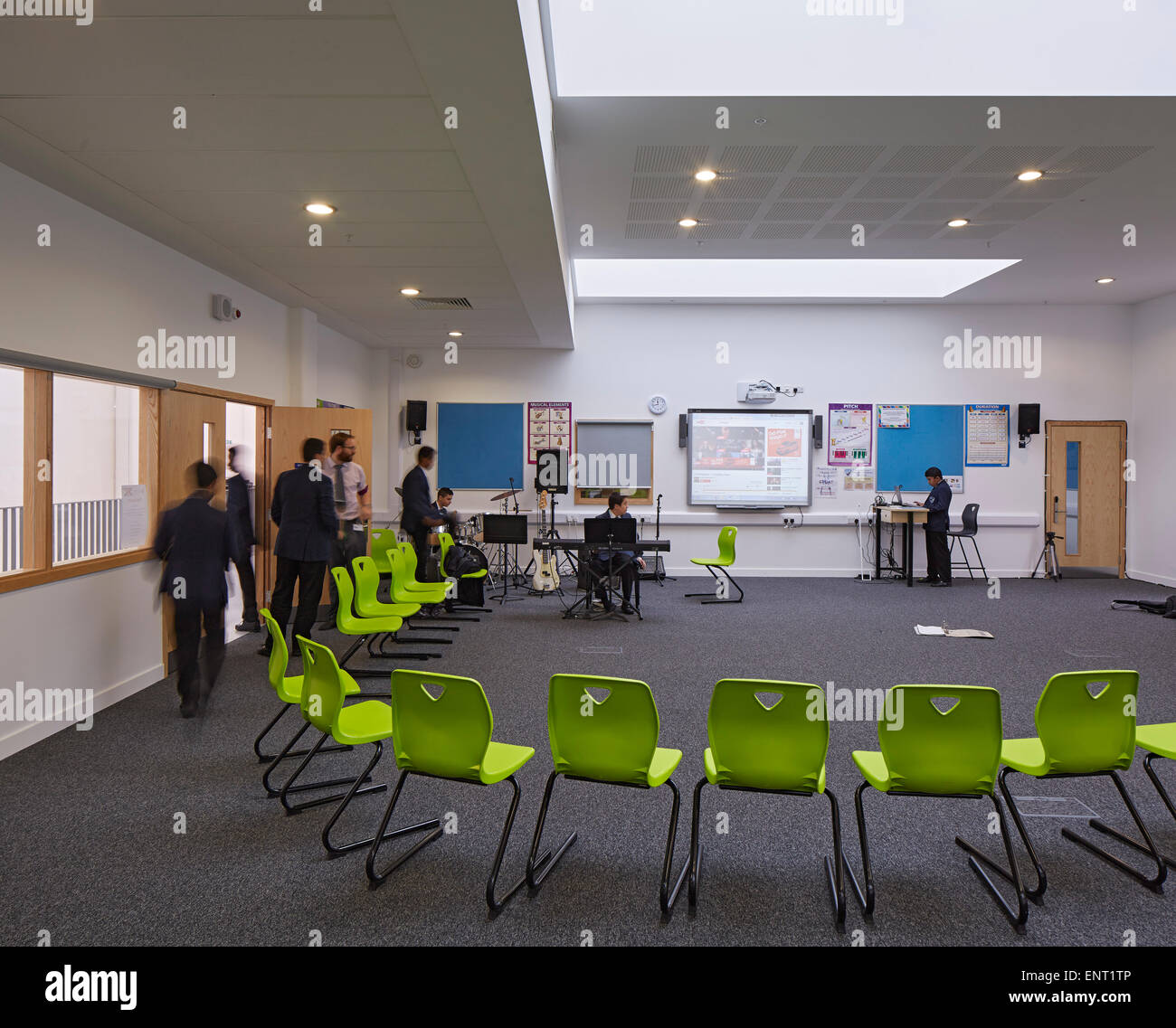 Music classroom. Regent High School, London, United Kingdom. Architect Walters and Cohen Ltd