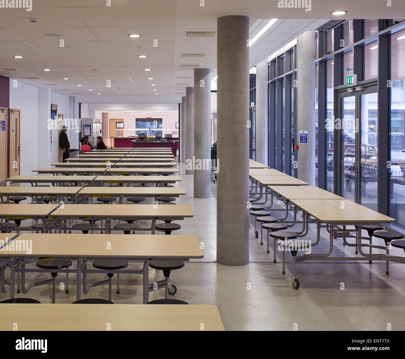 Cafeteria set up for lunch. Regent High School, London, United Kingdom